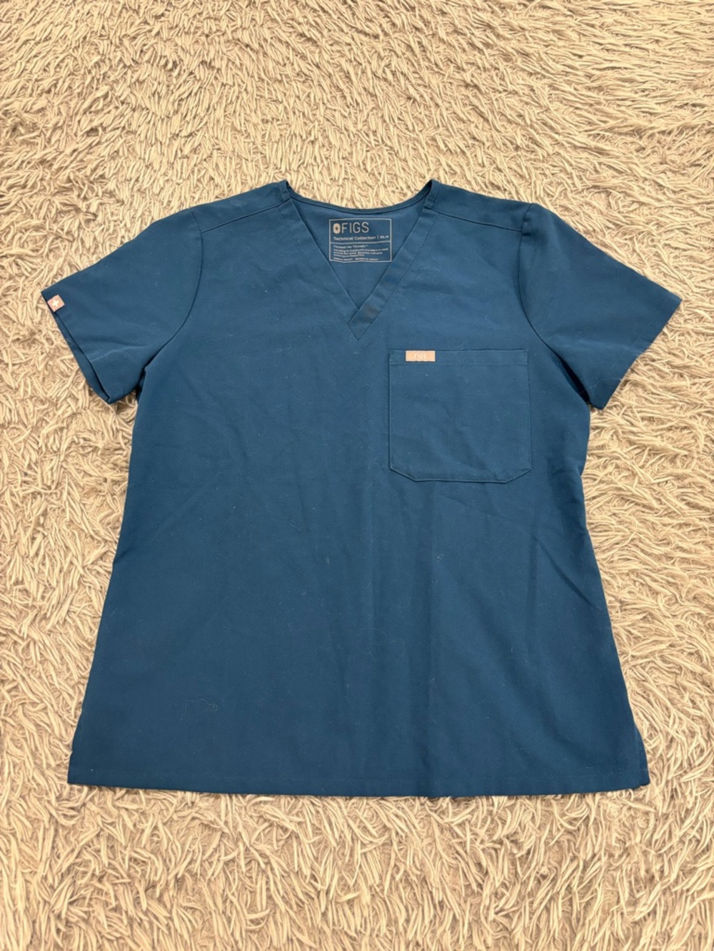 FIGS Women’s Catarina One Pocket Scrub Top Teal V-Neck XS Technical Collection